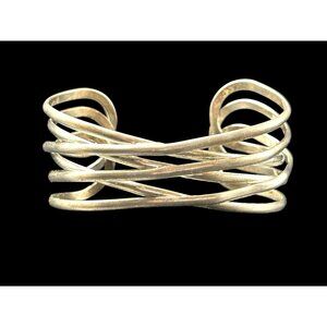 Vintage Tara Silver Plate Wire Wrap It Wide Cuff Bangle Bracelet